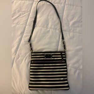 Kate Spade Black and White Striped Crossbody Bag